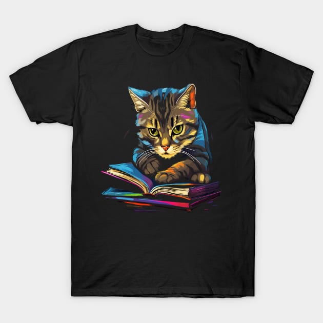 American Shorthair Reads Book T-Shirt by JH Mart